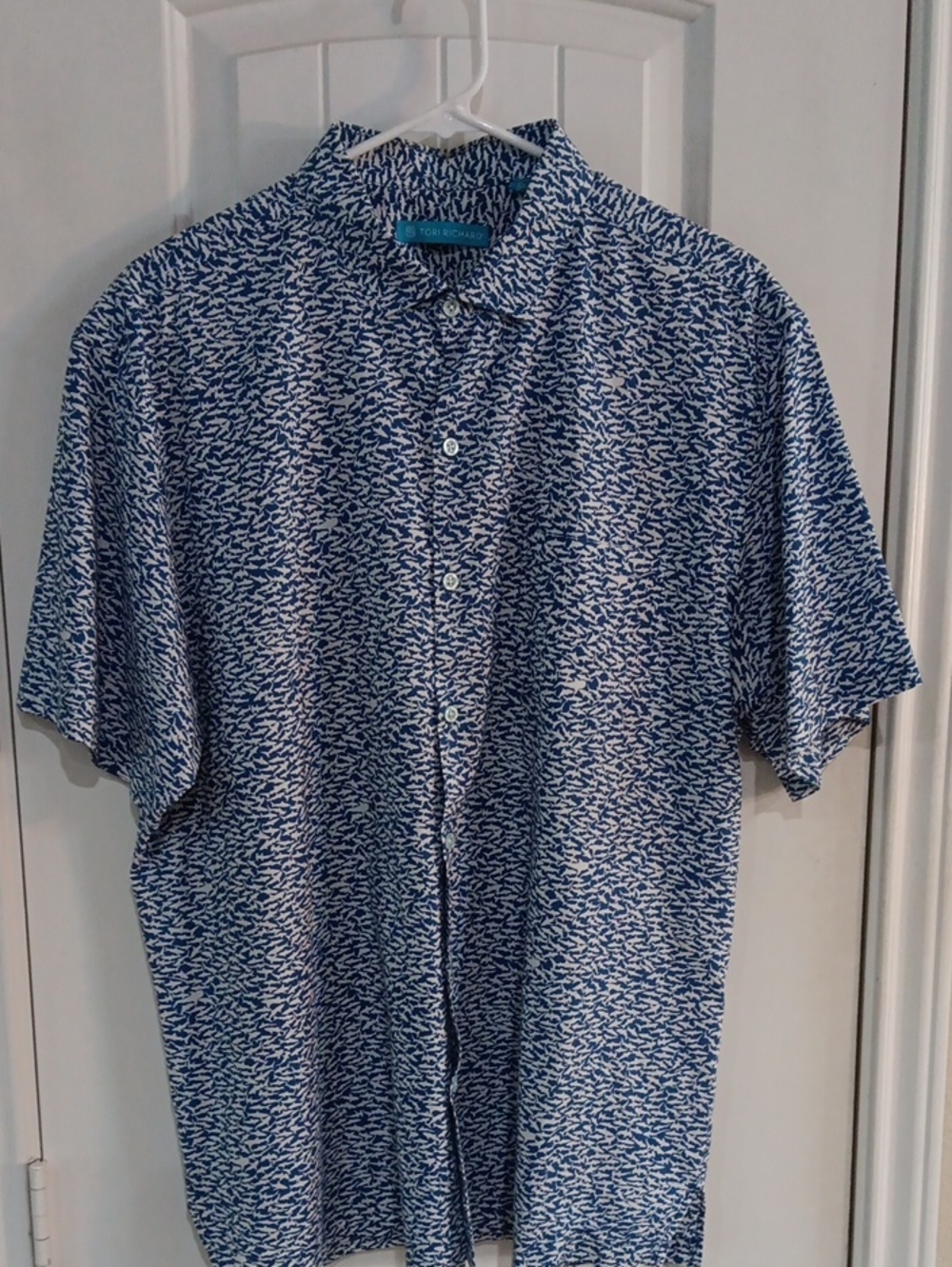 Tori Richard Shark Tank Marina Button Down Short Sleeve Hawaiian Shirt Size L
